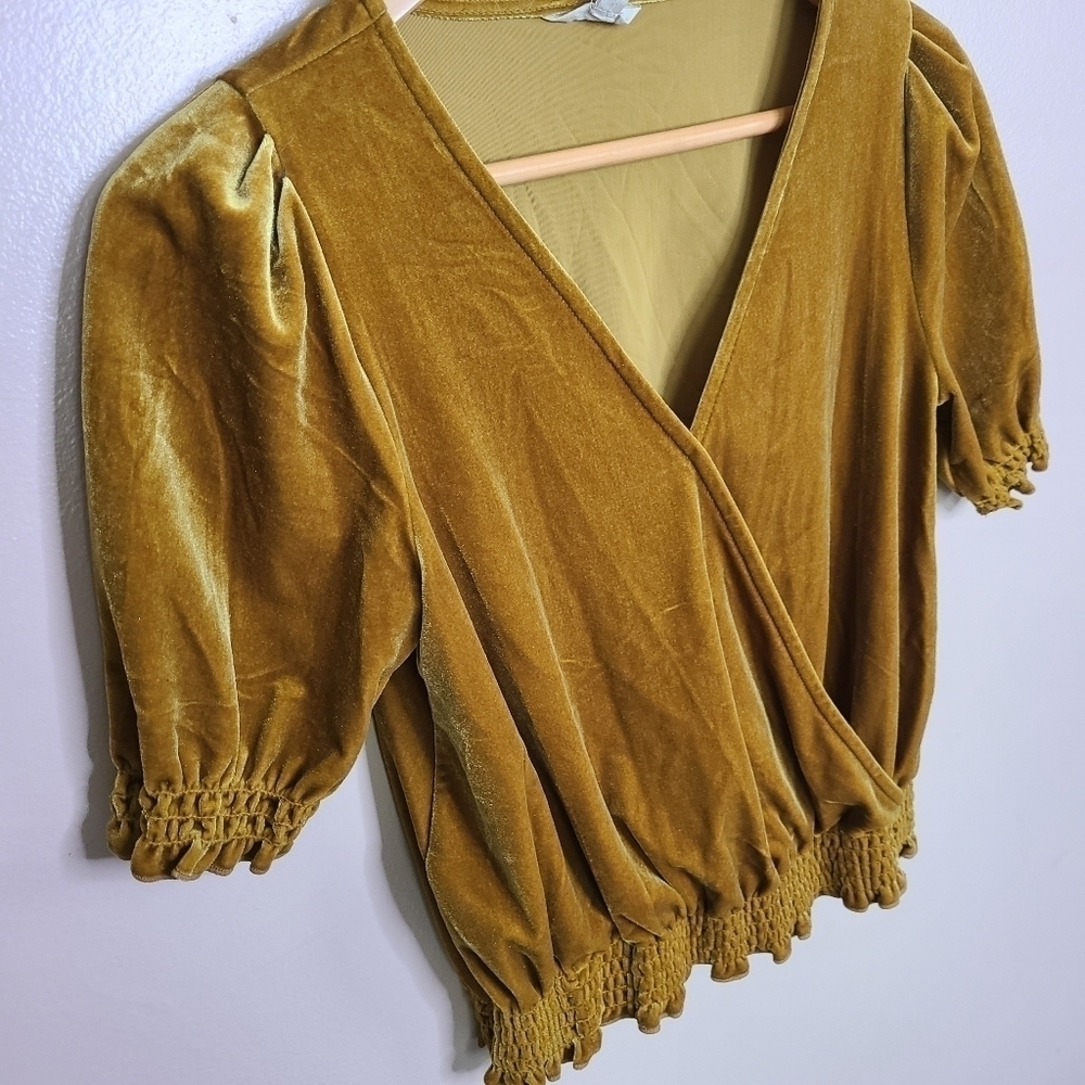 Madewell Velvet Smocked Crossover Top - Picture 4 of 11